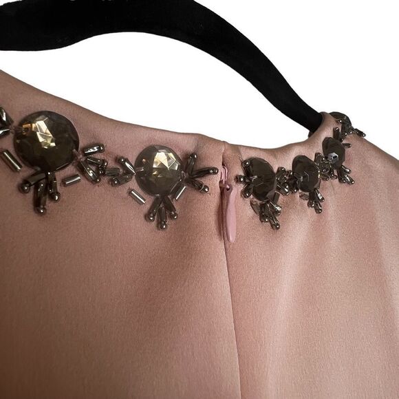Nwt Blush Satin Rhinestone Beaded Shift Casual Dress - Picture 13 of 16